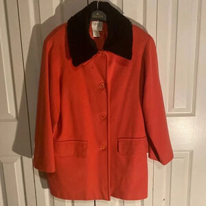 Apart Detachable Faux Fur wool blend coat women size 8